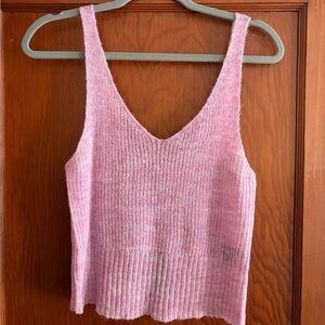 Monrow Soft Pink Ribbed Tank Top